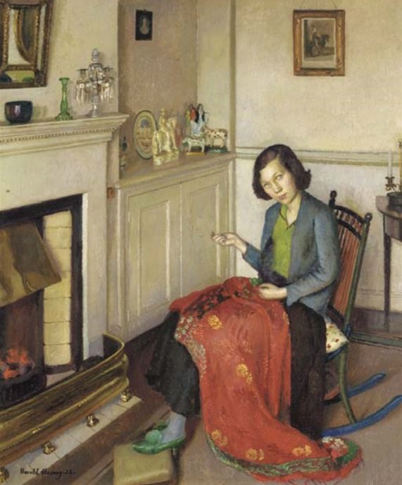 The Red Silk Shawl by Harold Harvey (1932)