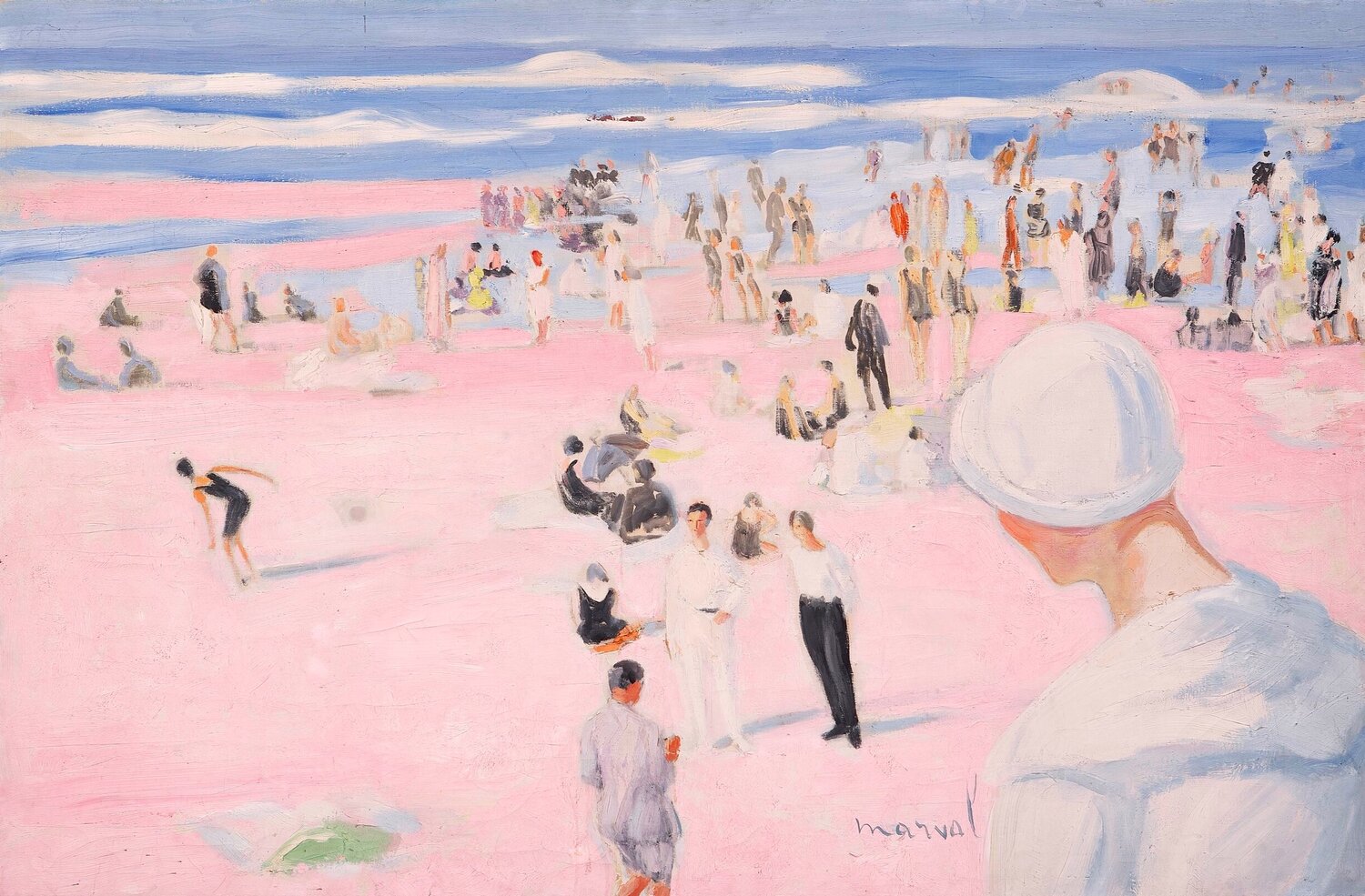 Jacqueline Marval, Plage Rose, la Côte des Basques,  c 1923.  Oil on canvas, 96 cm x 146 cm. Private collection, France.